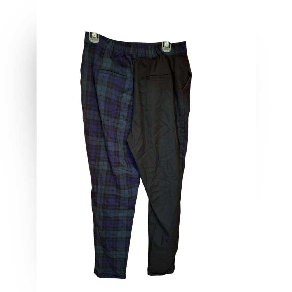 Hot Topic Green Tartan Plaid Split w/ Black Pants Ladies large RARE Goth PUNK - Picture 3 of 6